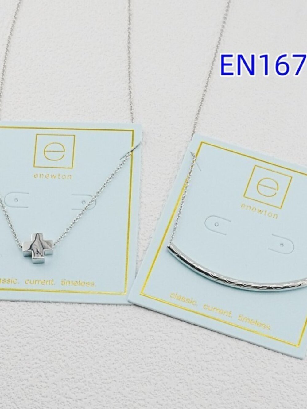 Enewton White Gold Cross Tube Necklace Set